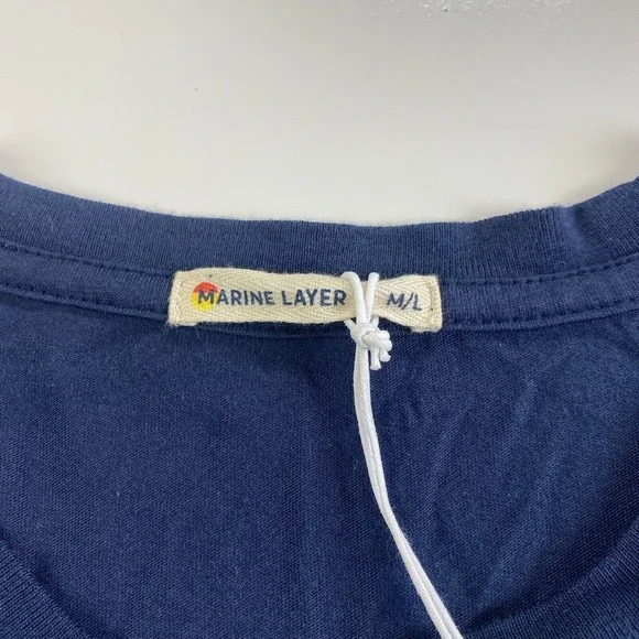 Marine Layer Men's Jacob Pieced Long Sleeve Crew Neck Shirt Size M/L Med Large - Picture 3 of 10